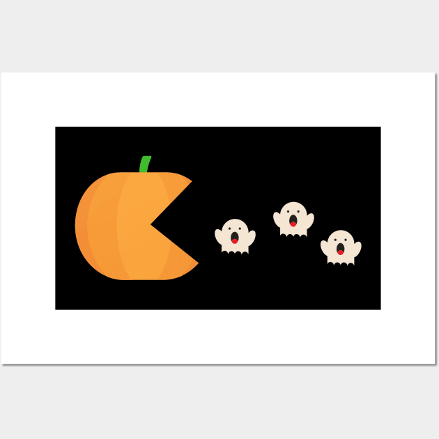 pumpkin eating ghosts Wall Art by okarosa